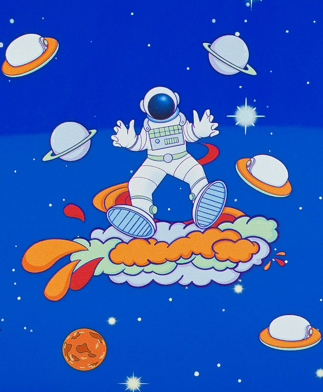 Bonfino Lunch Box, Astronaut Theme, Easy to Carry, Leak-Proof Lid, Microwave Safe, 3 Years+, 22 x 15.5 x 5cm - Blue
