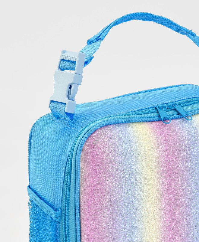 Bonfino Lunch Box with Bottle and Lunch Bag, Leak-Resistant, Multi-Material Build, Durable, 3 Years+, Blue and Green - 3 Pieces