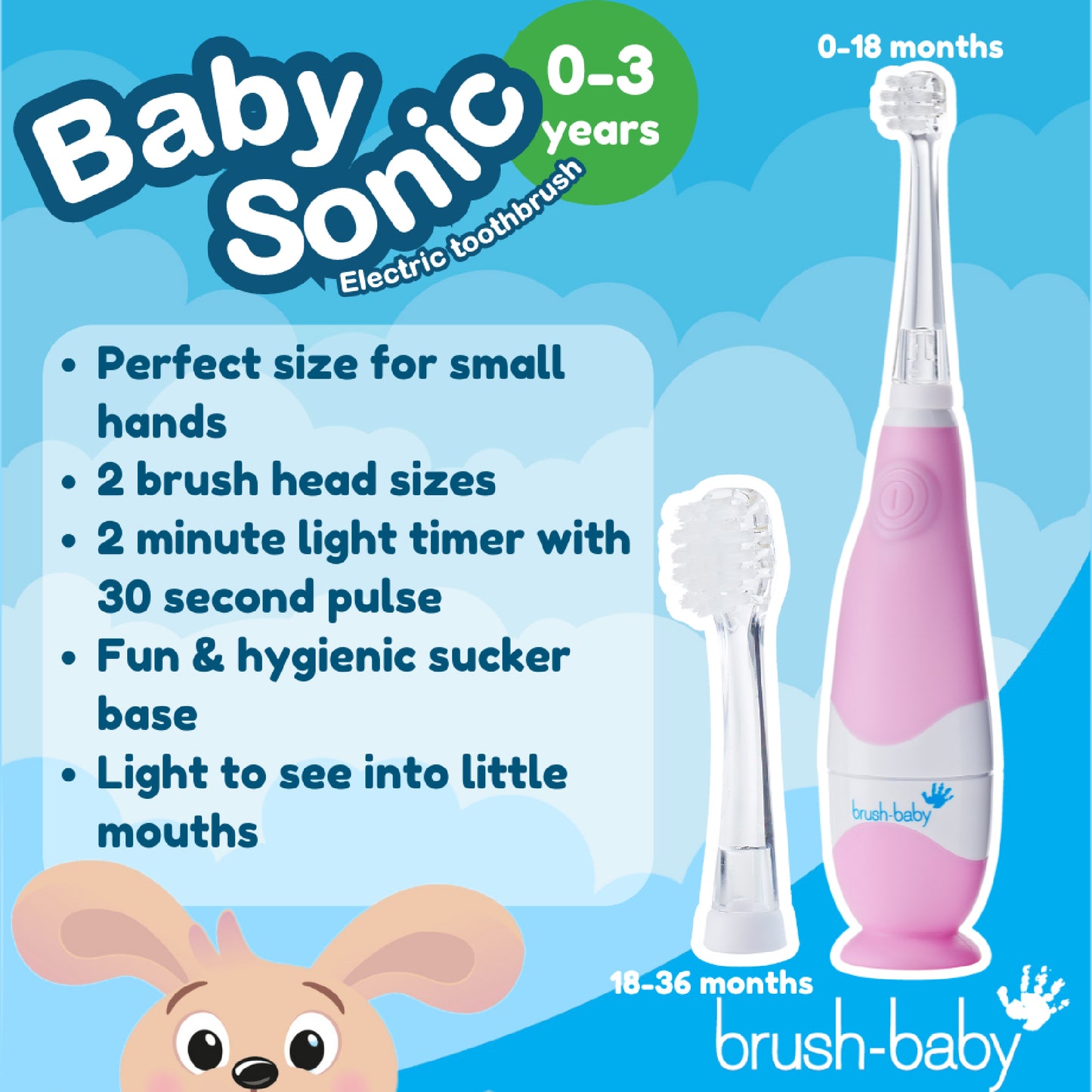 Brush Baby - BabySonic Pink Electric Toothbrush 0-3 yrs