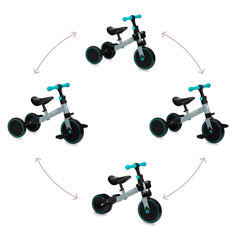 MoMi Loris 4In1 Ride-On Bike Gray-Turquoise