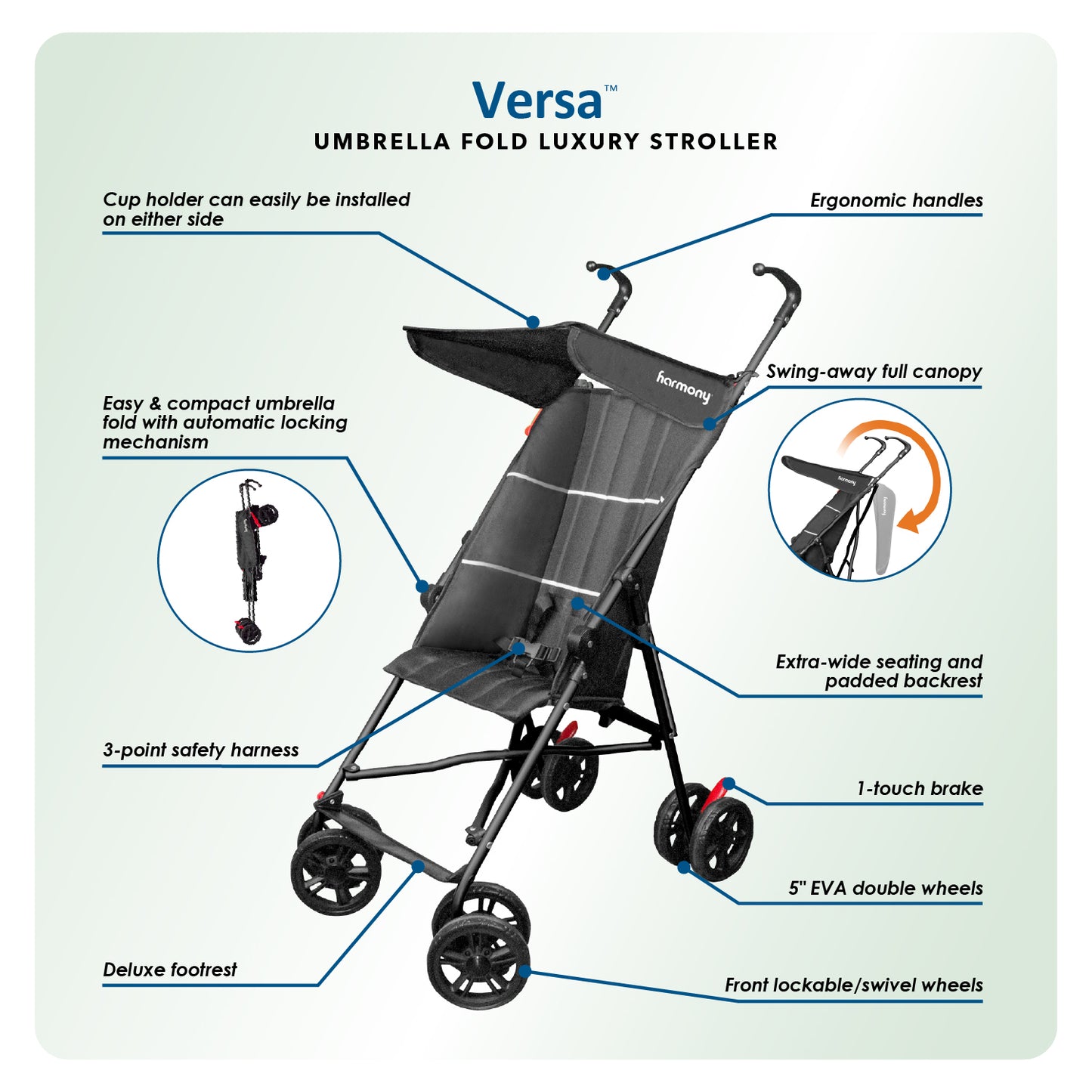 Harmony Versa Umbrella Fold Luxury Stroller