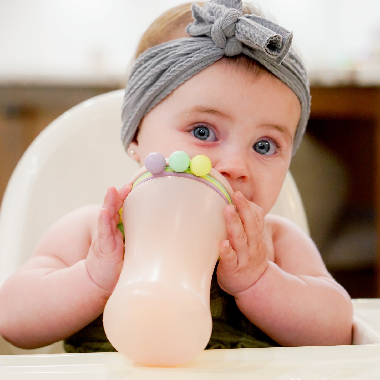 Melii Spin Sippy Cup Pink - Fun & Educational Transition Straw Bottle for Babies, Toddlers, Kids - Spill Proof, Easy to Hold, BPA-Free, Ideal for On-the-Go Hydration