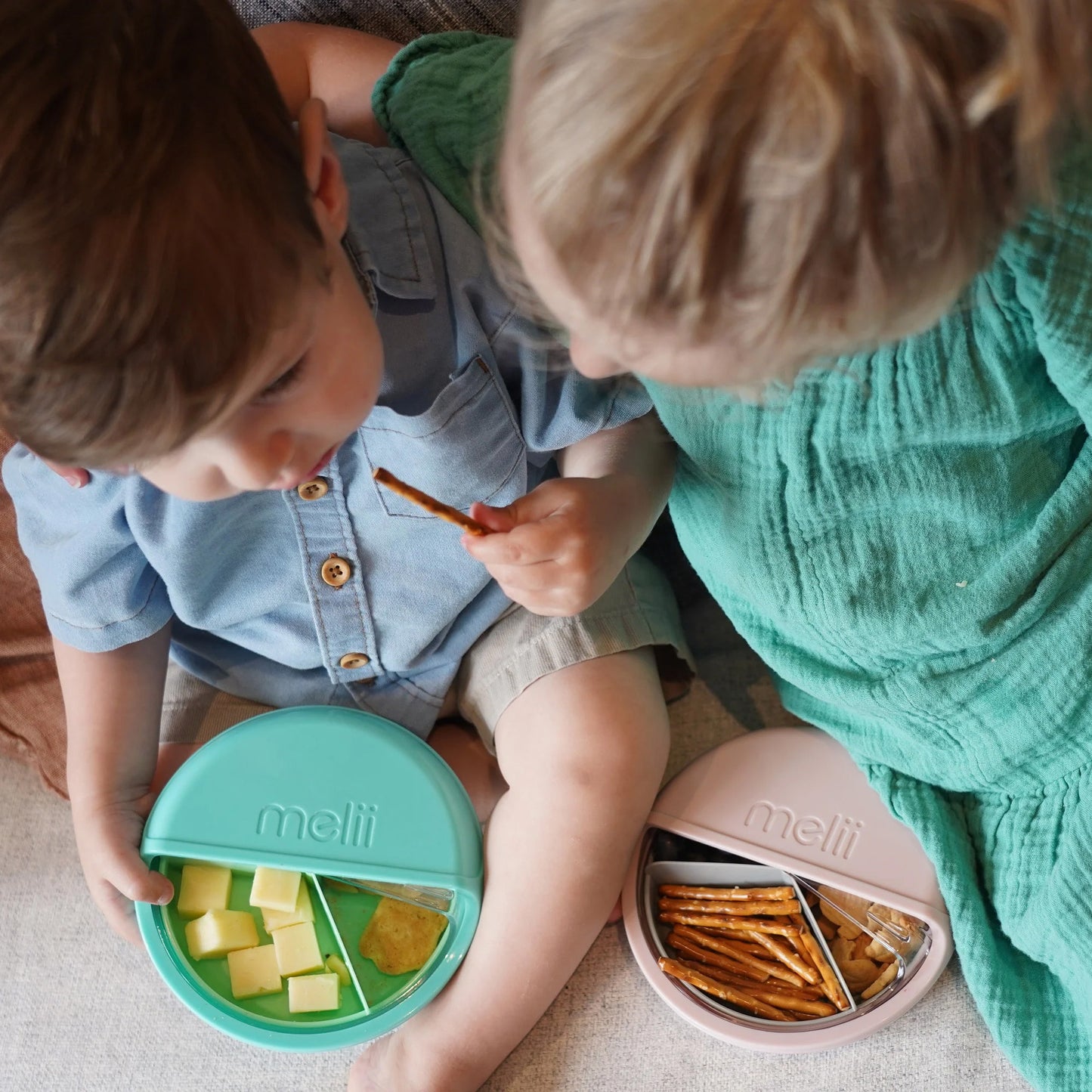 melii Spin Container for Kids - 3-Compartment Snack Container with Exciting Spin Feature - BPA Free, Portable, and Easy to Clean Snack Companion for On the Go Adventures