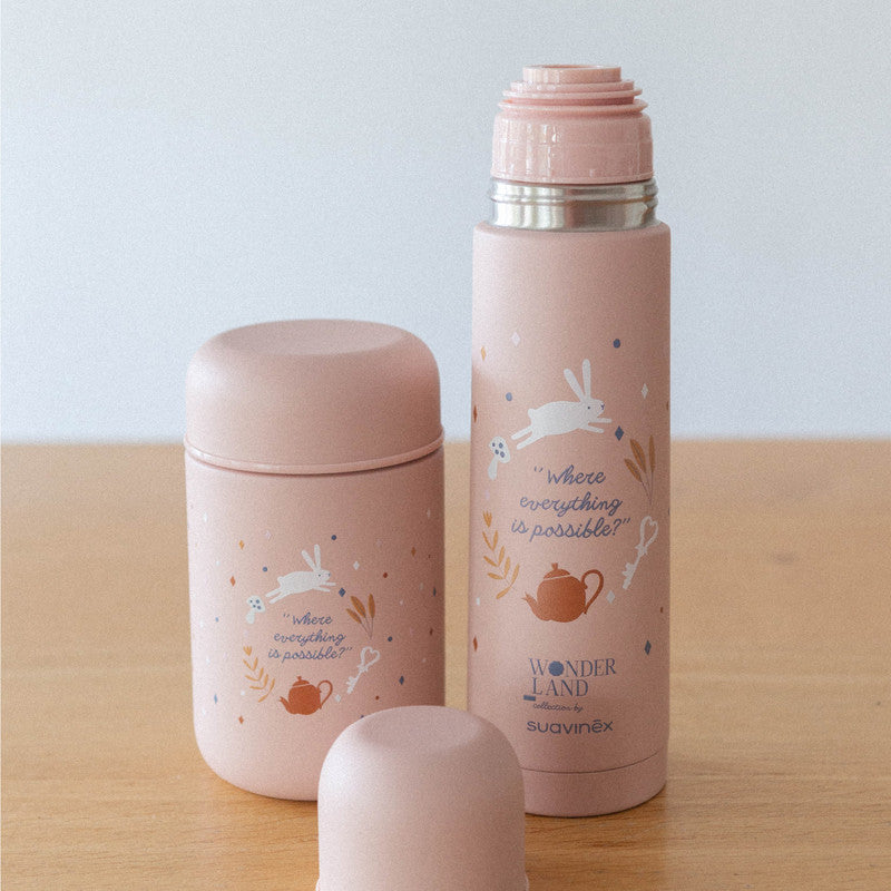 Suavinex Baby Food Thermos Flask for Hot & Cold Foods 100% Stainless Steel with Airtight Seal Portable Travel Baby Bottle & Food Warmer 0M+ 400ml Pink