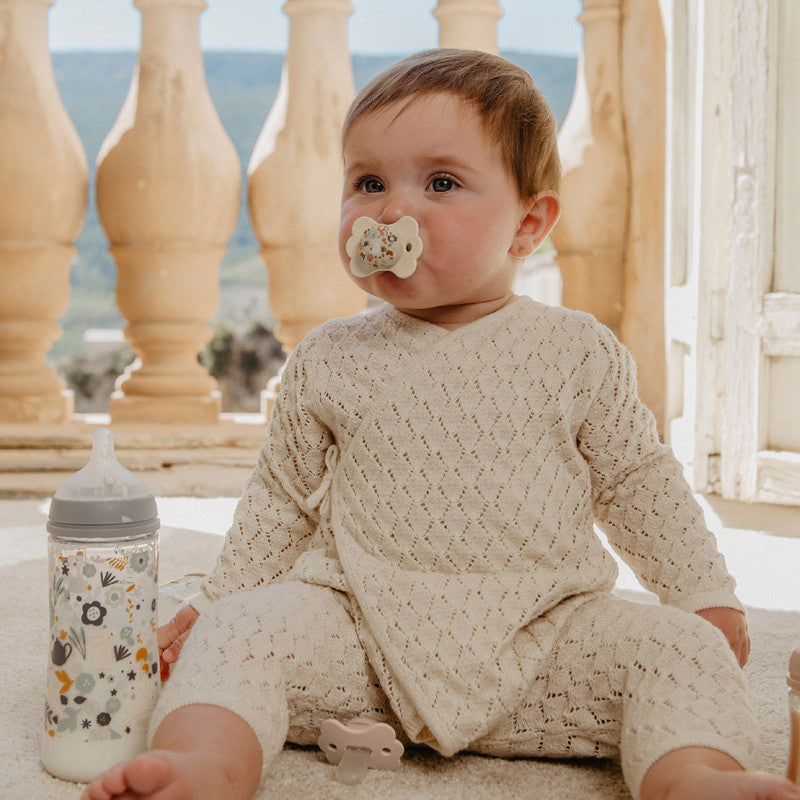 Suavinex SX Pro Ultra Soft Butterfly Shape Baby Pacifier for Babies 6-18 months with Silicone Nipple Physiological Teat Safe for Baby - Beige