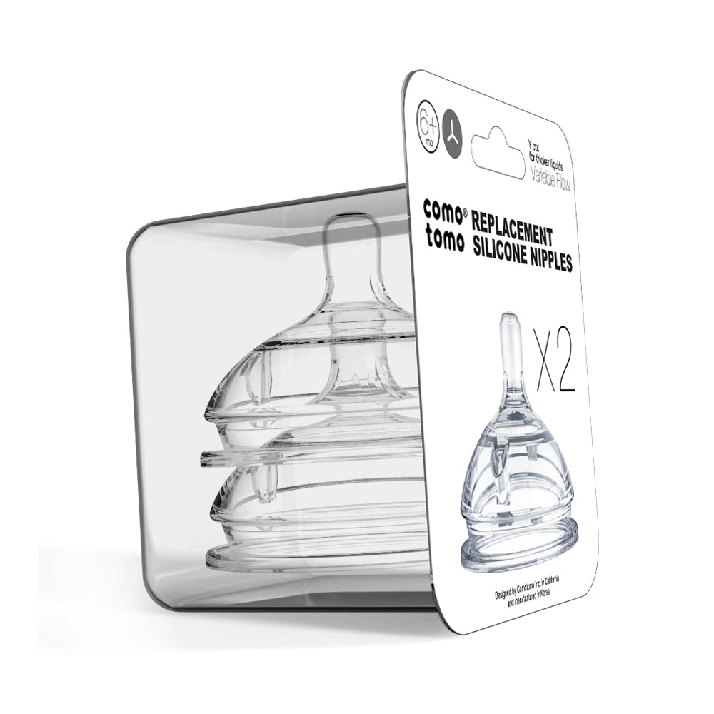 Comotomo - Natural Teat Silicone Nipples (Variable Flow) 2 Count / pack-Transparent