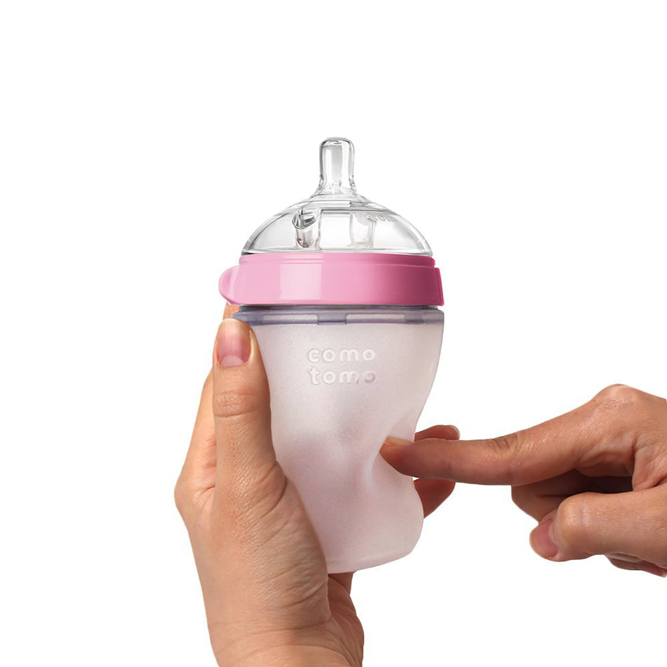 Comotomo - Natural Feel Baby Bottle (Single Pack) - Pink & White,250 ml