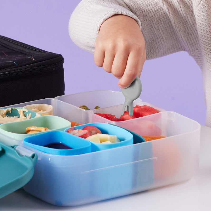 b.box Mini Flork – 3 Pack | Toddler Training Utensil for Self-Feeding | Soft, Safe, and Reusable | Fun Mealtime Essential | 3pcs Set | SAGE/SILVER/PINK