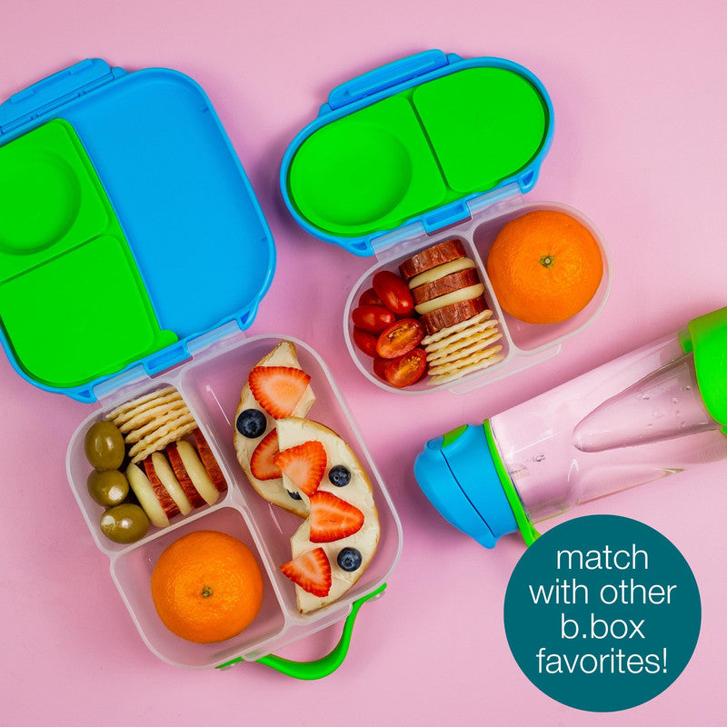 b.box Snackbox | Mini Bento Lunch Box with 2 Leakproof Compartments | Ideal for Toddlers, Kids Lunch & Snacks | Fits Whole Piece of Fruit | BPA Free | Pink | FLAMINGO FIZZ