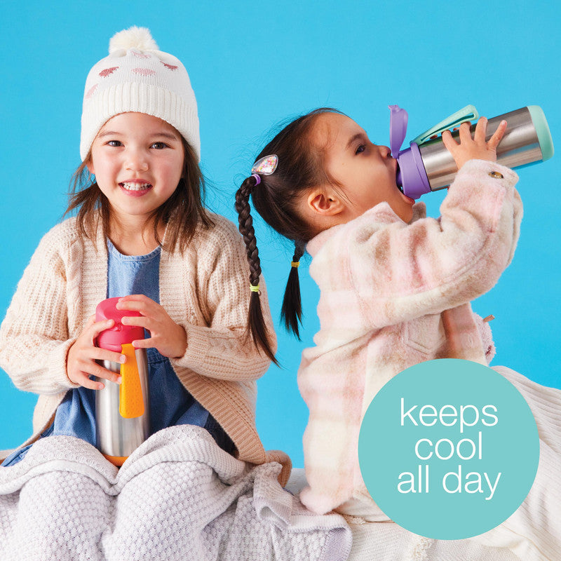 b.box Insulated Sport Spout Drink & Water Bottle | Tilt and Sip |Keeps Drinks Cold up to 15hrs, Warm up to 8hrs | 500ml/16.9 | Grey/Blue