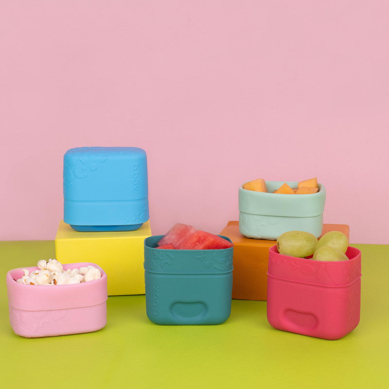 b.box Silicone Snack Cups | Reusable Food Meal Prep Storage Container | Fits in b.box Lunchbox | Oven, Microwave, Freezer & Dishwasher Safe | Blue