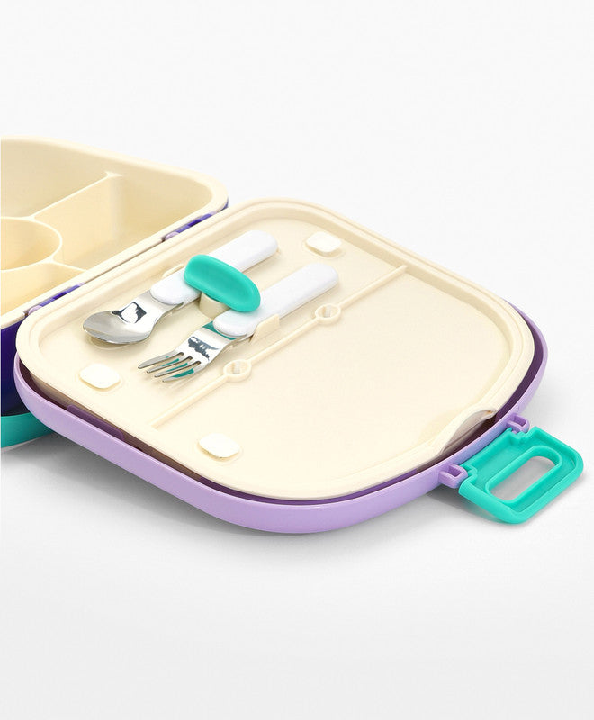 Bonfino Lunch Box, Leak-Resistant, Multi-Material Build, Durable, 3 Years+, 1300 mL, 24.3 x 21 x 7.7 cm - Purple