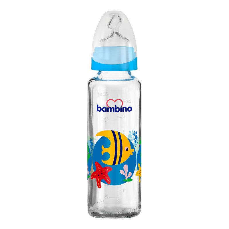 Bambino Classic Glass Feeding Bottle - Orthodontic 225 ml