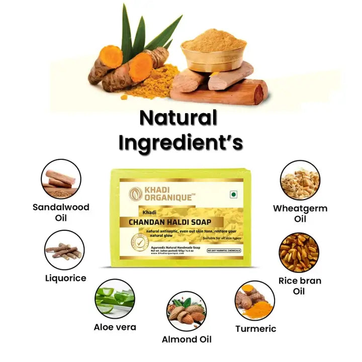 Khadi Organique Chandan Haldi Soap 125G