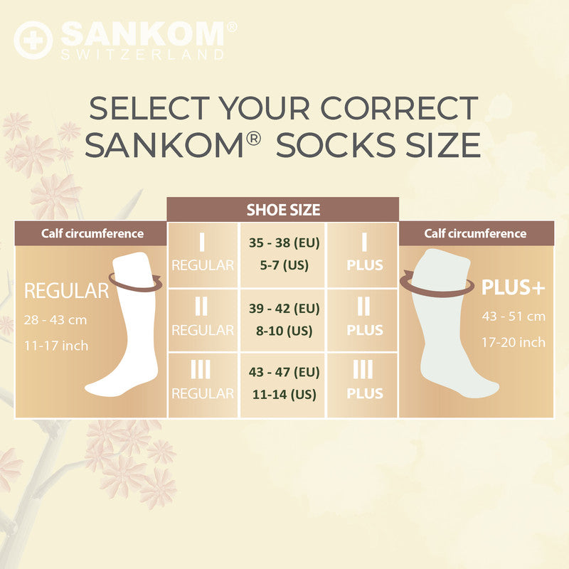 Sankom - Patent Active Compression Socks, White & Beige