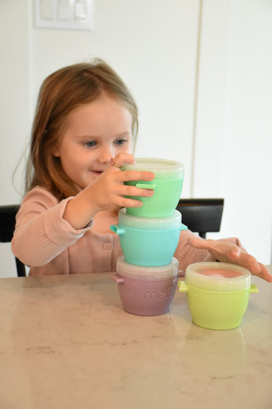melii Baby Food Containers - Versatile Multi Colored Pods for Portioning, Snacking, and Beyond - BPA Free, Airtight, Stackable for On-the-Go Convenience. Perfect for Babies, Toddlers, Kids
