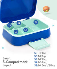 Bonfino Lunch Box with Spoon and Fork, Leak-Resistant Seal, Food-Grade PP and Silicone, Durable, 3 Years+, 1145 mL, 21.5 x 14.5 x 7.6 cm - Blue_3