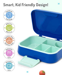 Bonfino Lunch Box with Spoon and Fork, Leak-Resistant Seal, Food-Grade PP and Silicone, Durable, 3 Years+, 1145 mL, 21.5 x 14.5 x 7.6 cm - Blue_5