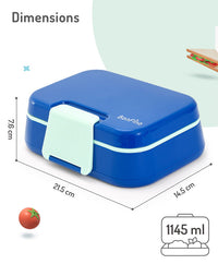 Bonfino Lunch Box with Spoon and Fork, Leak-Resistant Seal, Food-Grade PP and Silicone, Durable, 3 Years+, 1145 mL, 21.5 x 14.5 x 7.6 cm - Blue_6