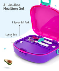 Bonfino Lunch Box, Leak-Resistant, Multi-Material Build, Durable, 3 Years+, 1300 mL, 24.3 x 21 x 7.7 cm - Pink and Purple_2