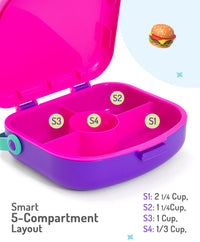 Bonfino Lunch Box, Leak-Resistant, Multi-Material Build, Durable, 3 Years+, 1300 mL, 24.3 x 21 x 7.7 cm - Pink and Purple_3