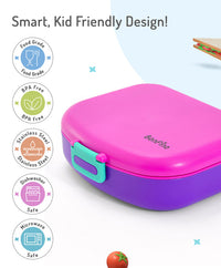 Bonfino Lunch Box, Leak-Resistant, Multi-Material Build, Durable, 3 Years+, 1300 mL, 24.3 x 21 x 7.7 cm - Pink and Purple_5