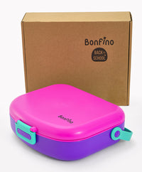 Bonfino Lunch Box, Leak-Resistant, Multi-Material Build, Durable, 3 Years+, 1300 mL, 24.3 x 21 x 7.7 cm - Pink and Purple_7