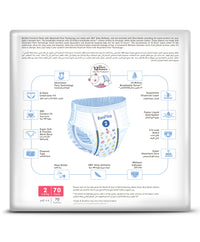 Bonfino Premium Pant Style Diapers, Best Absorbency, Hypoallergenic, Leak Guard, Overnight Diapers, Size 2, Small - 70 Pieces_2