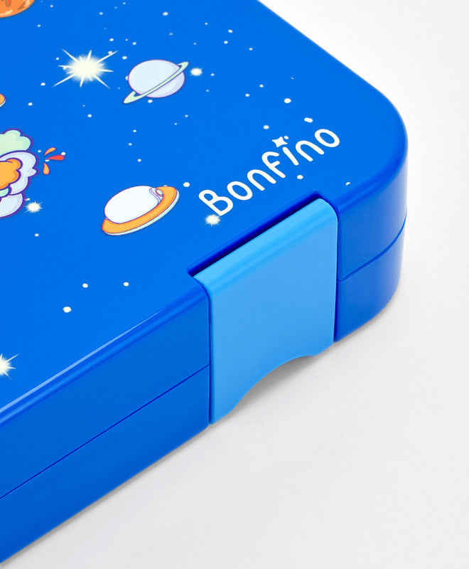 Bonfino Lunch Box, Astronaut Theme, Easy to Carry, Leak-Proof Lid, Microwave Safe, 3 Years+, 22 x 15.5 x 5cm - Blue