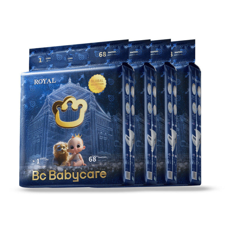 Babycare Royal Baby Diapers, Size 1 (2-5kg), 272 Pieces, Super Mega Pack of 4