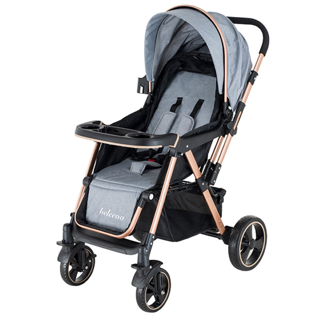 belecoo Infant Stroller High Landscape Fold Baby Stroller With Rubber Wheel Good Shock Absorption Baby Pram - Khaki