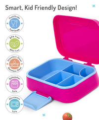 Bonfino Lunch Box with Spoon and Fork, Leak-Resistant Seal, Food-Grade PP and Silicone, Durable, 3 Years+, 1145 mL, 21.5 x 14.5 x 7.6 cm - Pink_5