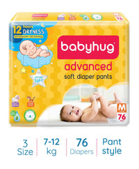 Babyhug Advanced Soft Pant Style Diapers with Aloe Vera, Medium, Size 3 - 76 Pieces_1