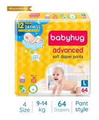 Babyhug Advanced Soft Pant Style Diapers with Aloe Vera, Large, Size 4 - 64 Pieces_1