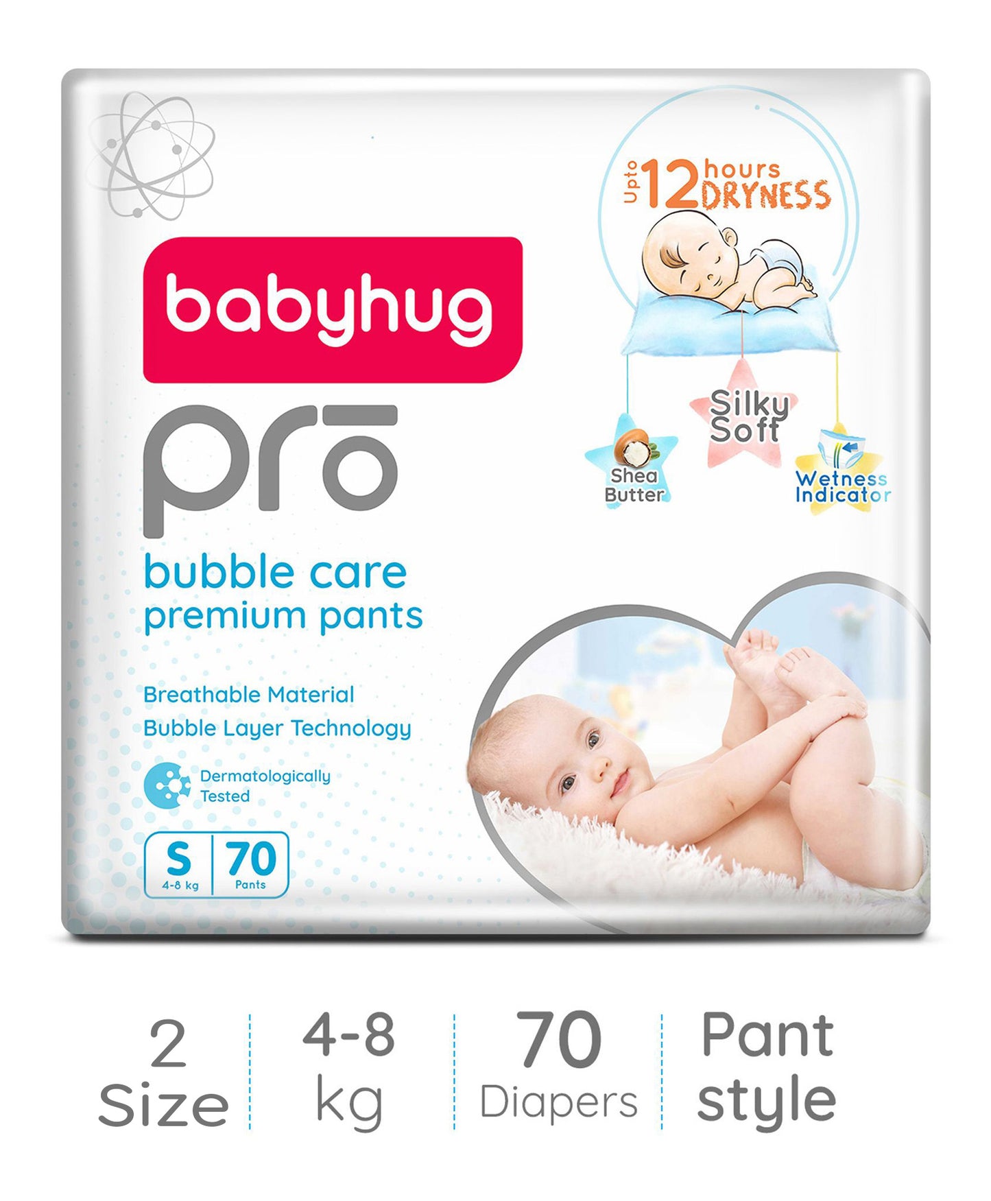 Babyhug Pro Bubble Care Premium Pant Style Diapers, Small, Size 2 - 70 Pieces