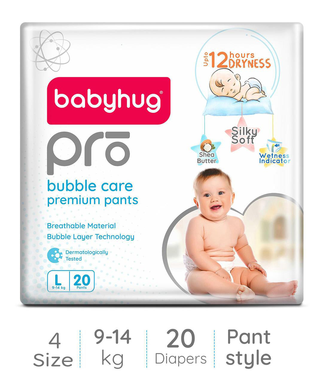Babyhug Pro Bubble Care Premium Pant Style Diapers, Large, Size 4 - 20 Pieces