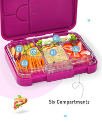 Bonfino Ballerina ABS Bento Lunch Box, BPA Free, Microwave Safe Removable Tray, 6 Adjustable Compartments, Leak Resistant, Lightweight, 22x15.5x5cm, 1.1L, 3 Years+ - Pink_5