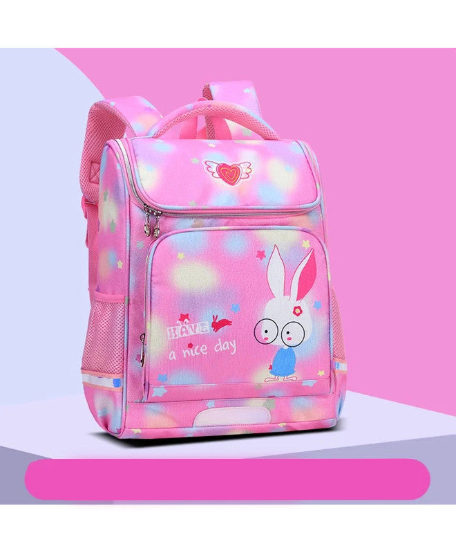 Bonfino School Bag Girl Themed, Padded Straps, Mesh Back, Bottle Holder, 6 Years+, Pink - 16 Inches