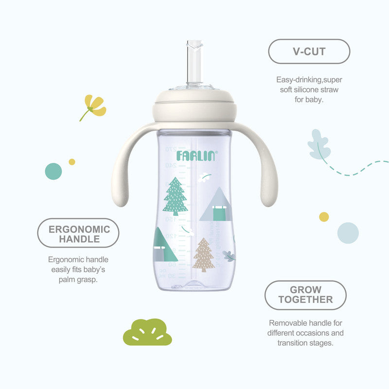 Farlin Wide Neck PP Drinkg Cup with Handle / 270ml  / green