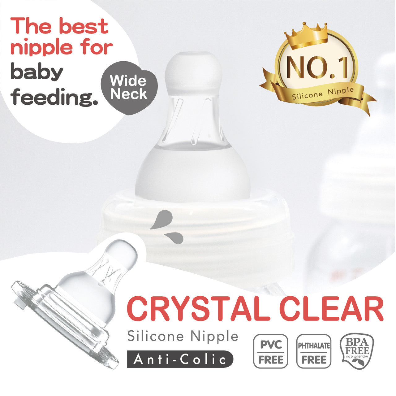 Farlin Crystal Clear Silicone Nipple / L / 2pcs