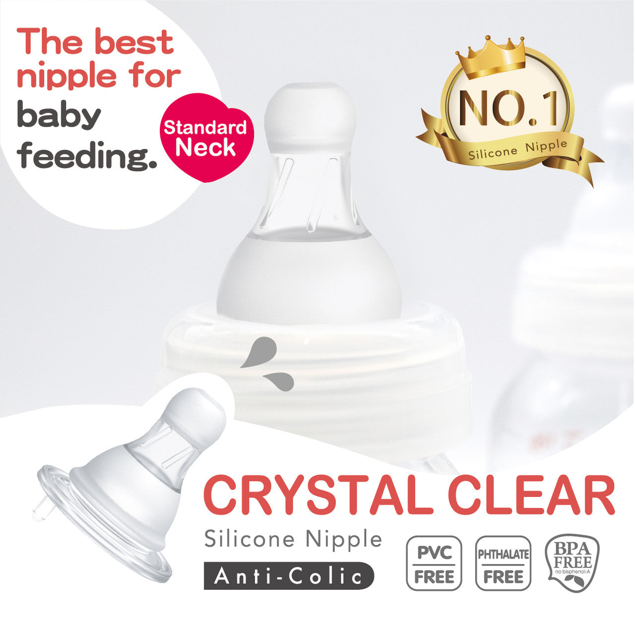 Farlin Crystal Clear Silicone Nipple / S / 2pcs / transparent