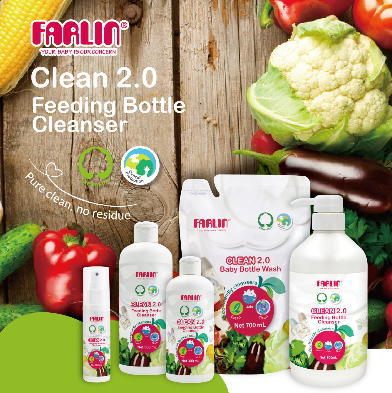 Farlin - Plant Based Natural Baby Bottle Wash - 700ml - 3 Pcs