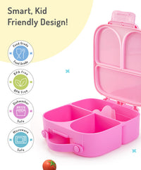 Bonfino Lunch Box, Leak-Resistant Seal, Food-Grade PP and Silicone, Durable, Princess Theme, 3 Years+, 1100 mL, 21.8 x 21.1 x 7.5 cm - Pink_5