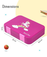 Bonfino Unicorn ABS Bento Lunch Box, BPA Free, Microwave Safe Removable Tray, 6 Adjustable Compartments, Leak Resistant, Lightweight, 22x15.5x5cm, 1.1L, 3 Years+ - Pink_6