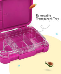 Bonfino Unicorn ABS Bento Lunch Box, BPA Free, Microwave Safe Removable Tray, 6 Adjustable Compartments, Leak Resistant, Lightweight, 22x15.5x5cm, 1.1L, 3 Years+ - Pink_7