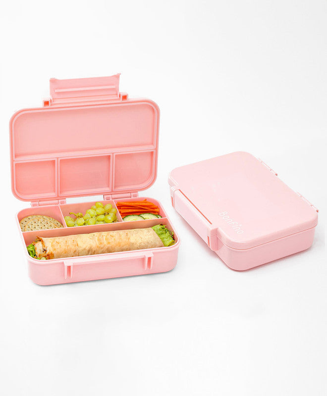 Bonfino Tritan Bento Lunch Box, BPA Free, Leak Resistant, 4 Compartments, 18.5x13x5cm, 585mL, 3 Years+ - Pink