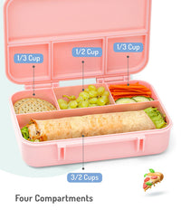 Bonfino Tritan Bento Lunch Box, BPA Free, Leak Resistant, 4 Compartments, 18.5x13x5cm, 585mL, 3 Years+ - Pink_6