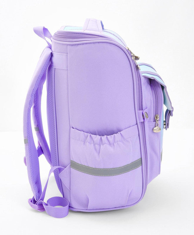 Bonfino School Bag, Night Reflective Light, S-Spine Curve Support, Heat-Dissipating Mesh Back, 6 Years+, Purple - 17 Inches