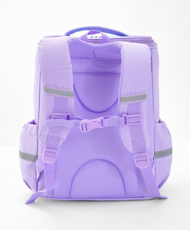 Bonfino School Bag, Night Reflective Light, S-Spine Curve Support, Heat-Dissipating Mesh Back, 6 Years+, Purple - 17 Inches