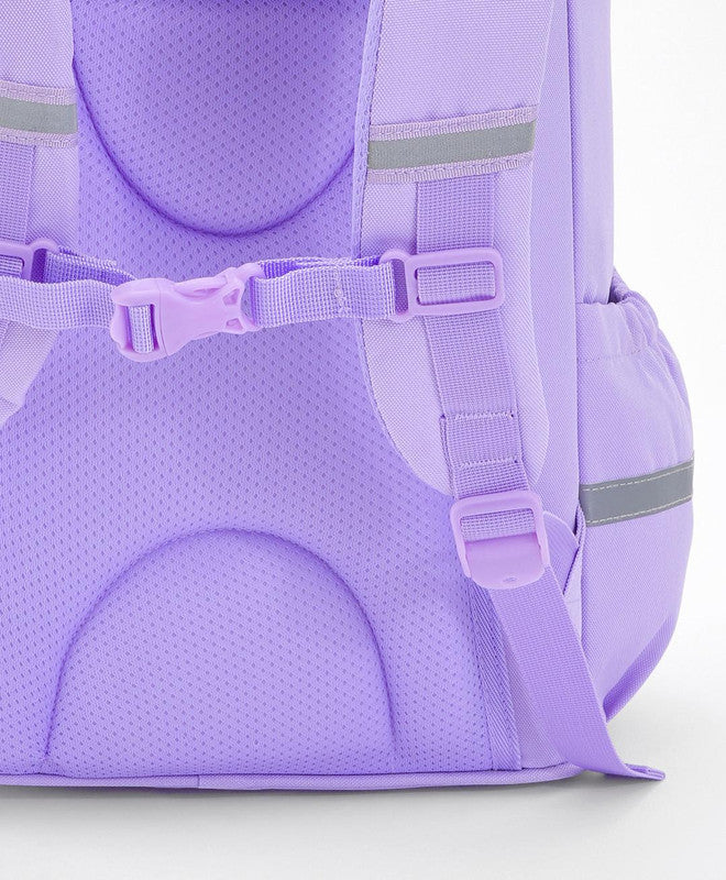 Bonfino School Bag, Night Reflective Light, S-Spine Curve Support, Heat-Dissipating Mesh Back, 6 Years+, Purple - 17 Inches